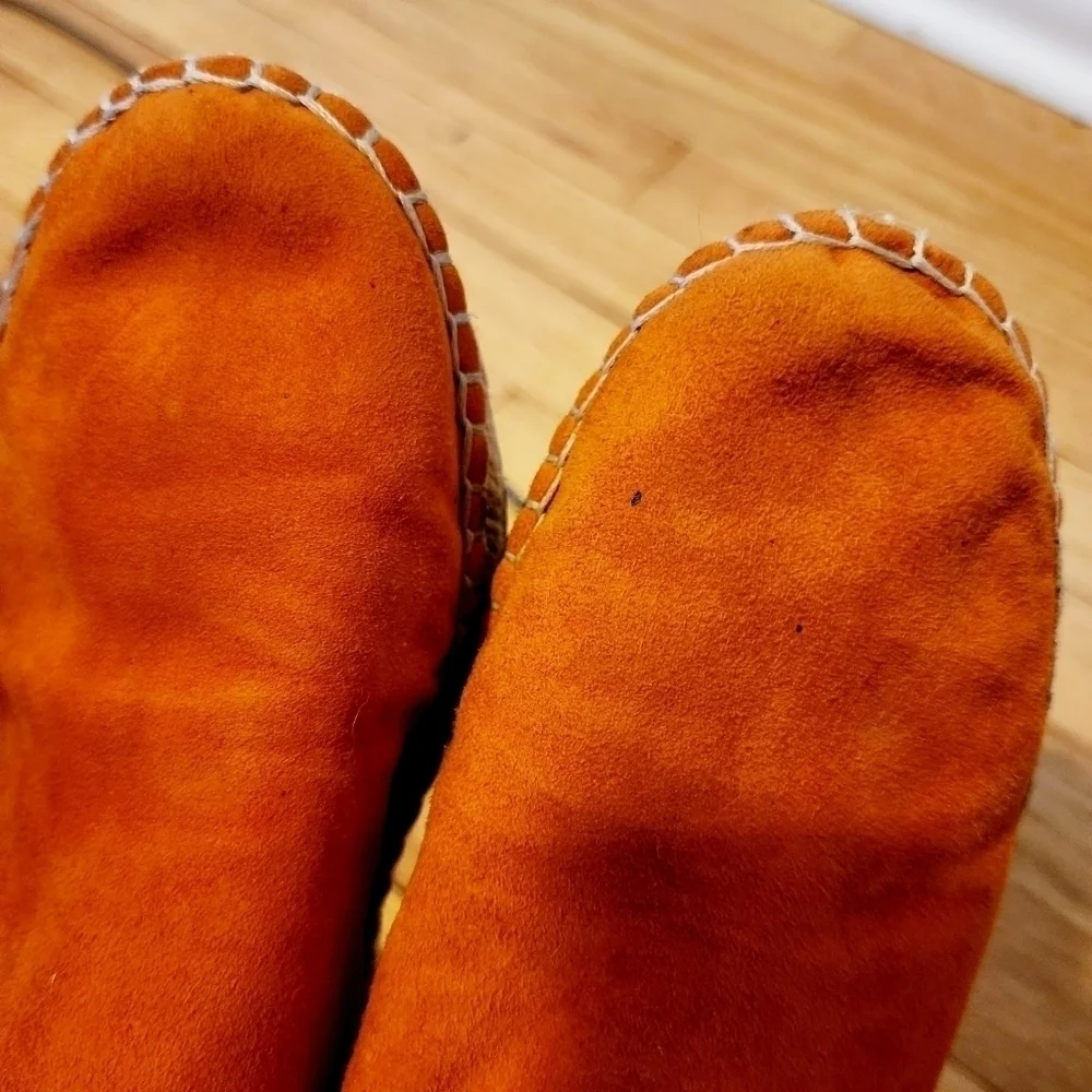 House of Harlow 1960 Callan Espadrilles Flats Burnt Orange Suede Leather Size 6